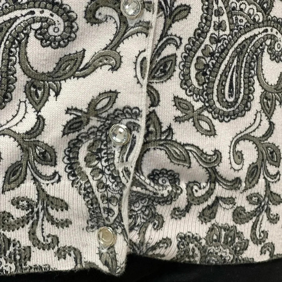 Cable and Gauge Paisley Printed Crewneck Cardigan Size Small - Picture 2 of 4